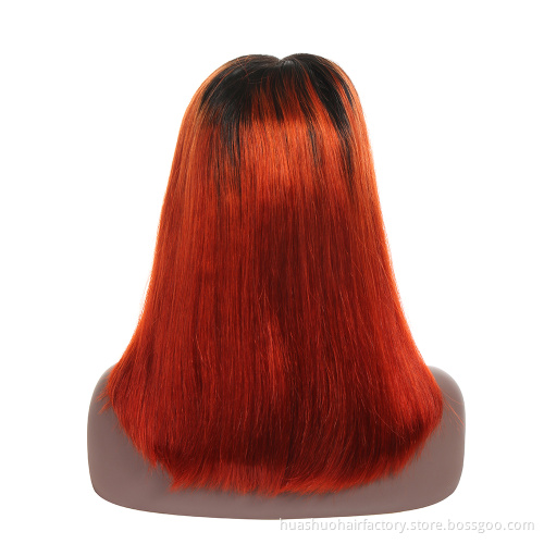 Wholesale Top Quality Middle Part Orange Human Hair Lace Front Wig With Baby Hair